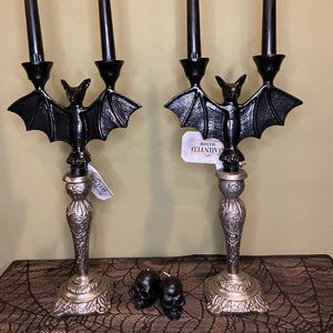 Cast Iron Bat Cadelabra Set